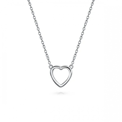 Small Simple Minimalist Heart Pendant Necklace for Women for Girlfriend 925 Sterling Silver