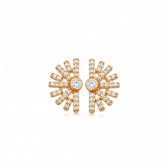 Landou Jewelry 925 Sterling Silver Setting Sun Stud Earrings for Women 14K Gold