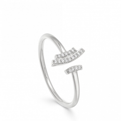 Landou Jewelry Mini Open Icon Scala Cubic Zirconia Ring for Women 925 Sterling Silver
