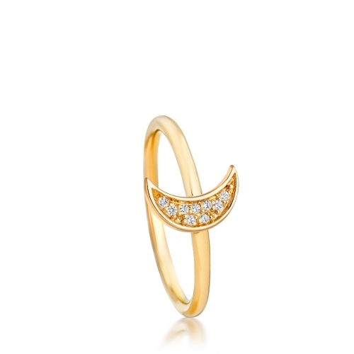Landou Jewelry 925 Sterling Silver Mini Moon Biography Ring for Women