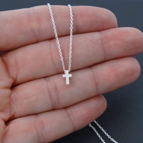 Landou Jewelry 925 Sterling Silver Tiny Style Cross Necklace for Women for Teen