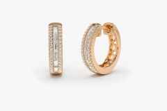 Landou Jewelry 14K Gold Pave Cubic Zirconia and Baguette Hoop Earrings 925 Sterling Silver