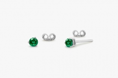 Landou Jewelry 14K Gold Plated Round Cut Emerald Stud Earrings