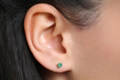 Landou Jewelry 14K Gold Plated Round Cut Emerald Stud Earrings
