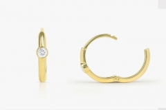 Landou Jewelry 14K Gold Plated Bezel Set Cubic Zirconia Hoops Earrings for Women