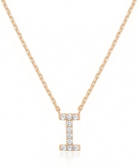 Landou Jewelry 925 Sterling Silver 18K Gold Plated Cubic Zirconia Letter I Necklace