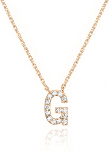 Landou Jewelry 925 Sterling Silver 18K Gold Plated Cubic Zirconia Letter G Necklace