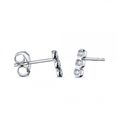 Landou Jewelry 925 Sterling Silver Cubic Zirconia Bezel Set Trio Stud Earrings for Women