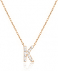 Landou Jewelry 925 Sterling Silver 18K Gold Plated Cubic Zirconia Letter K Necklace