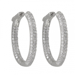 Landou Jewelry 925 Sterling Silver Cubic Zirconia Oval Hoop Earrings Rose Gold