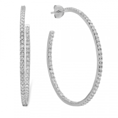 Landou Jewelry 925 Sterling Silver Large Cubic Zirconia Hoop Earrings for Women