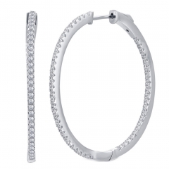 Landou Jewelry 925 Sterling Silver Cubic Zirconia Inside Outside Hoop Earrings