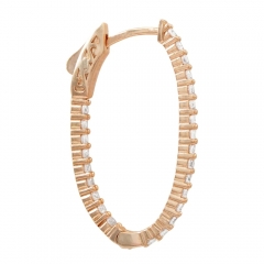 Landou Jewelry 925 Sterling Silver Rose Gold Finish Cubic Zirconia 30x20mm Oval Endless Hoop Earrings