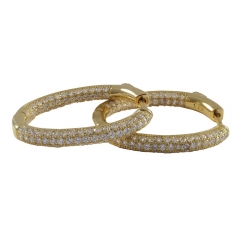 Landou Jewelry 925 Sterling Silver Cubic Zirconia Oval Hoop Earrings Rose Gold