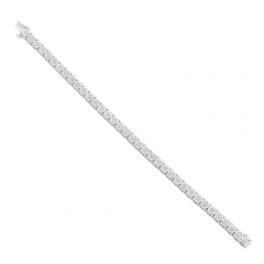 Landou Jewelry 925 Sterling Silver Cubic Zirconia Tennis Bracelet with Faceted Rhodium Plated