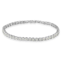 Landou Jewelry 925 Sterling Silver Rose-cut Cubic Zirconia Tennis Bracelet