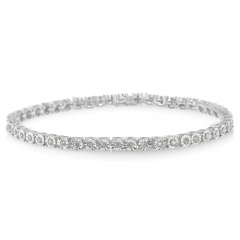 Landou Jewelry 925 Sterling Silver Rose-cut Cubic Zirconia Tennis Bracelet