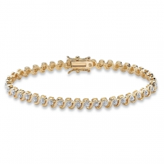 Landou Jewelry 925 Sterling Silver Gold-Plated Tennis Bracelet(4.5mm), Genuine Cubic Zirconia Accent 7.5