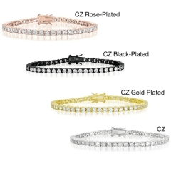 Landou Jewelry 925 Sterling Silver Cubic Zirconia Tennis Bracelet for Women