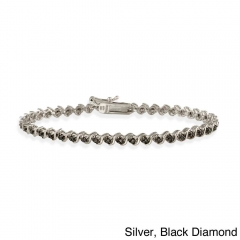Landou Jewelry 925 Sterling Silver White, Black, or Champagne Cubic Zirconia Tennis Bracelet