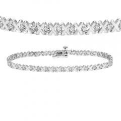 Landou Jewelry 925 Sterling Silver XOXO Cubic Zirconia Tennis Bracelet