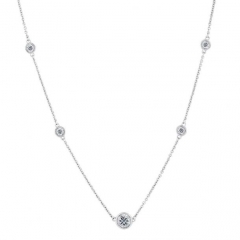 Landou Jewelry 925 Sterling Silver White Rhodium Plated Cubic Zirconia CZ by the Yard Necklace 16+2"