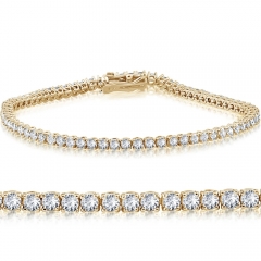 Landou Jewelry Sterling Silver Round Cubic Zirconia Rhodium Plated Tennis Bracelet for Women