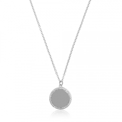 Landou Jewelry 925 Sterling Silver Cubic Zirconia Disc Necklace