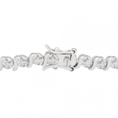 Landou Jewelry Sterling Silver Cubic Zirconia Accent S-link Tennis Bracelet