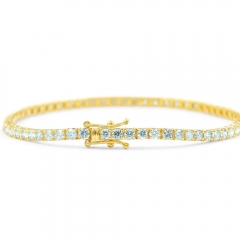 Landou Jewelry Sterling Silver Cubic Zirconia 18K Yellow Gold Tennis Bracelet