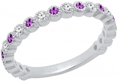 Landou Jewelry Sterling Silver White Amethyst and Cubic Zirconia Ring for Women