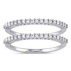 Landou Jewelry Sterling Silver Cubic Zirconia Stackable Semi-eternity Ring Set