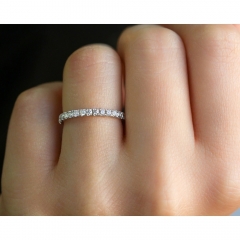 Landou Jewelry Sterling Silver Cubic Zirconia 3-Quarter Eternity Wedding Band Ring