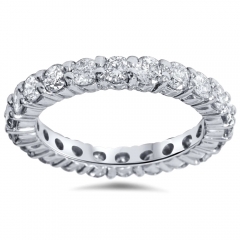 Landou Jewelry Sterling Silver White Cubic Zirconia Eternity Wedding Ring