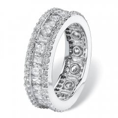 Landou Jewelry Sterling Silver White Cubic Zirconia Eternity Bridal Ring