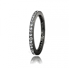 Landou Jewelry Sterling Silver White Cubic Zirconia Eternity Band Stackable Ring