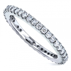 Landou Jewelry Sterling Silver White Cubic Zirconia Prong Eternity Women's Wedding Band Ring