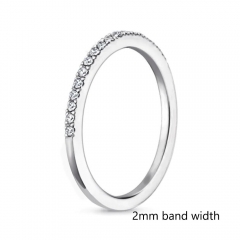 Landou Jewelry Sterling Silver Cubic Zirconia Half Eternity Wedding Ring Stackable Band in Rhodium Plated