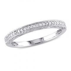 Landou Jewelry Sterling Silver Cubic Zirconia Stackable Semi-Eternity Band Ring