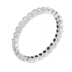 Landou Jewelry Sterling Silver Cubic Zirconia Vintage Eternity Wedding Band Ring