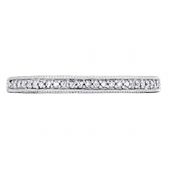Landou Jewelry Sterling Silver Cubic Zirconia Stackable Semi-Eternity Band Ring
