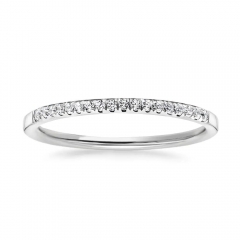 Landou Jewelry Sterling Silver Cubic Zirconia Half Eternity Wedding Ring Stackable Band in Rhodium Plated