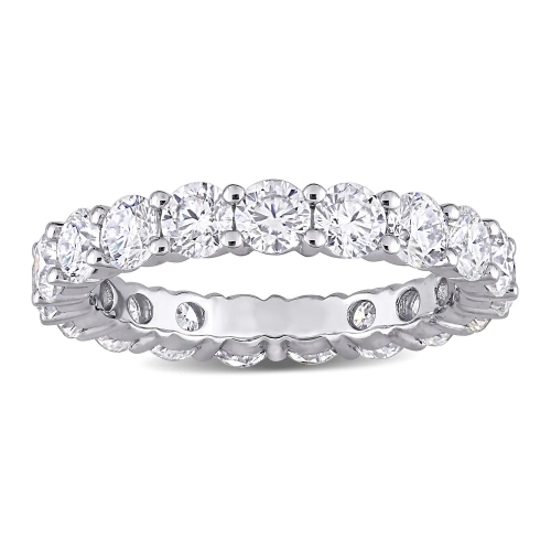 Landou Jewelry Sterling Silver White Cubic Zirconia Full Eternity Band Ring in Rhodium Plated