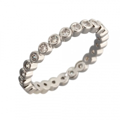 Landou Jewelry Sterling Silver Cubic Zirconia Circle in Circle Eternity Band Ring