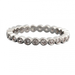Landou Jewelry Sterling Silver Cubic Zirconia Circle in Circle Eternity Band Ring