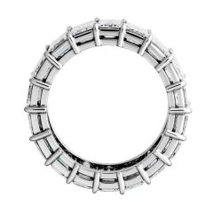 Landou Jewelry Sterling Silver Rhodium Plated Emerald-Cut Cubic Zirconia Eternity Ring