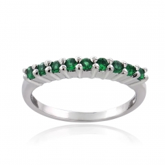 Landou Jewelry Sterling Silver Created Emerald Half Eternity Band Ring