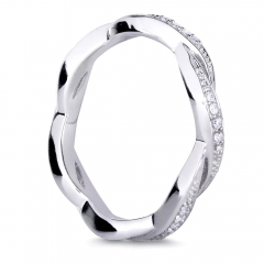Landou Jewelry Sterling Silver Cubic Zirconia Braided Twist Round Eternity Band Ring