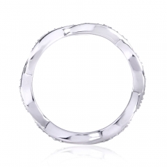Landou Jewelry Sterling Silver Cubic Zirconia Braided Twist Round Eternity Band Ring