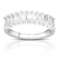 Landou Jewelry Sterling Silver Cubic Zirconia Eternity Band Ring for Women